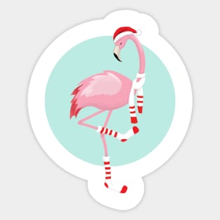 Christmas Cute Pink Flamingo Sticker